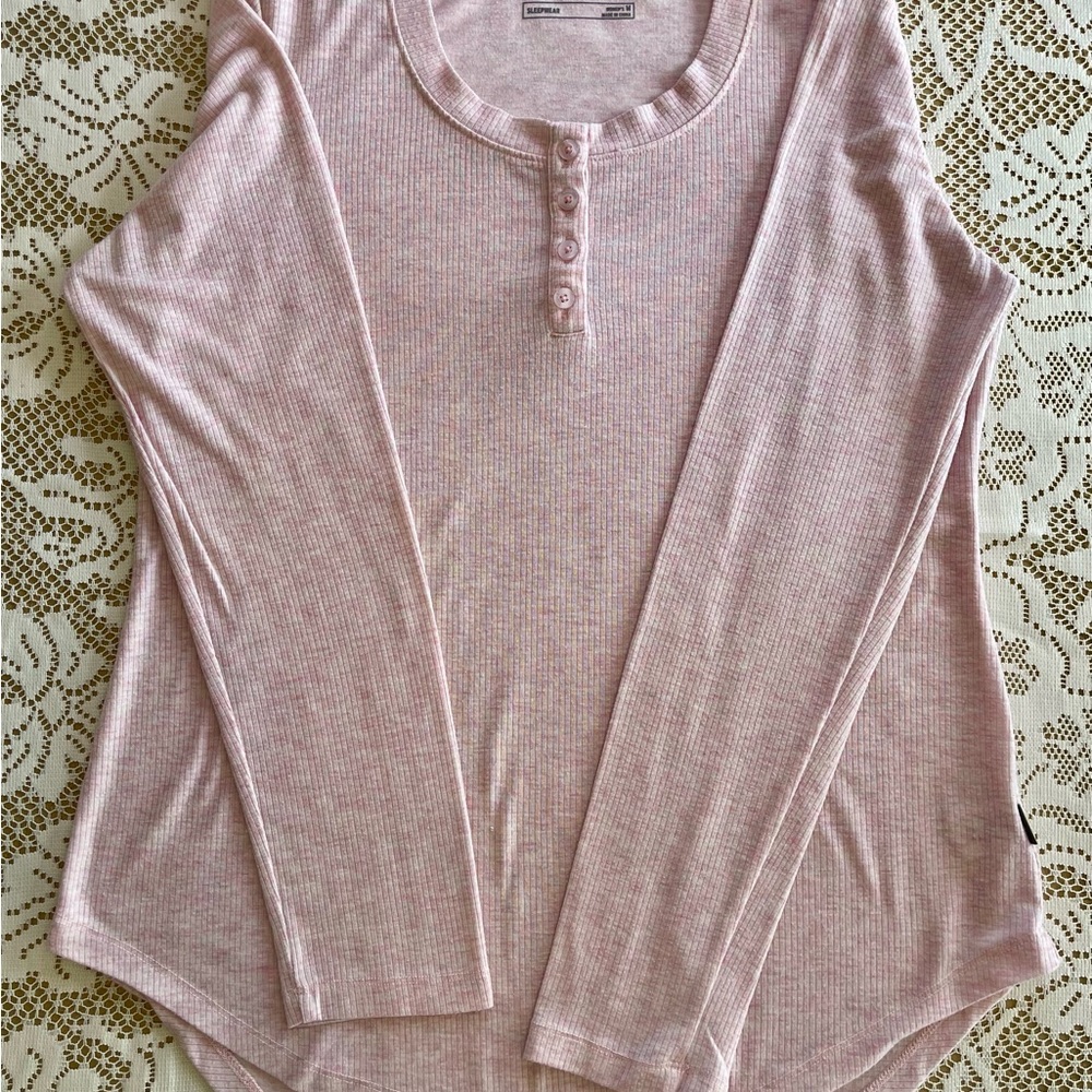 Eddie Bauer Pink Long Sleeve Henley Top